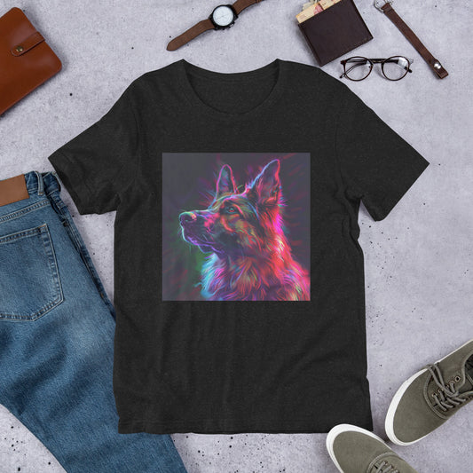 Neon Shepherd: Vibrant Canine Silhouette Artwork